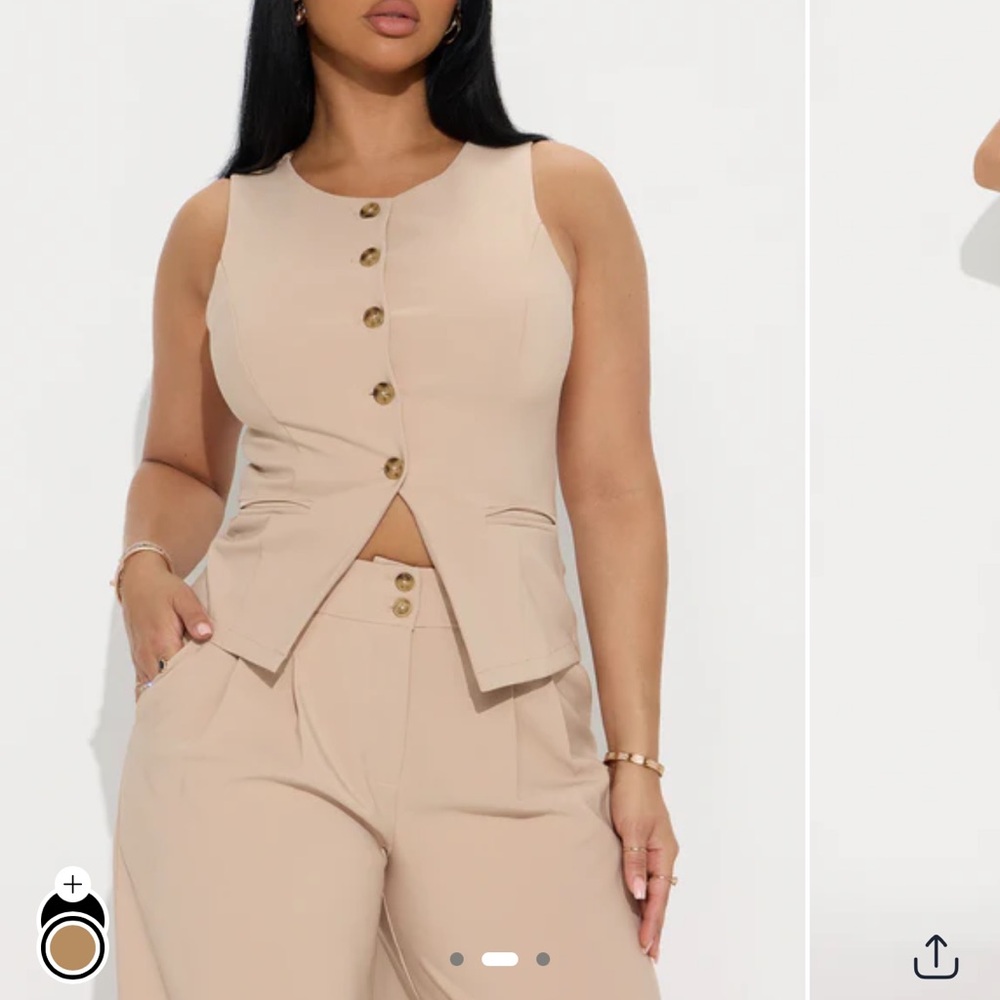 Fashion Nova Beige Buttoned Pantsuit